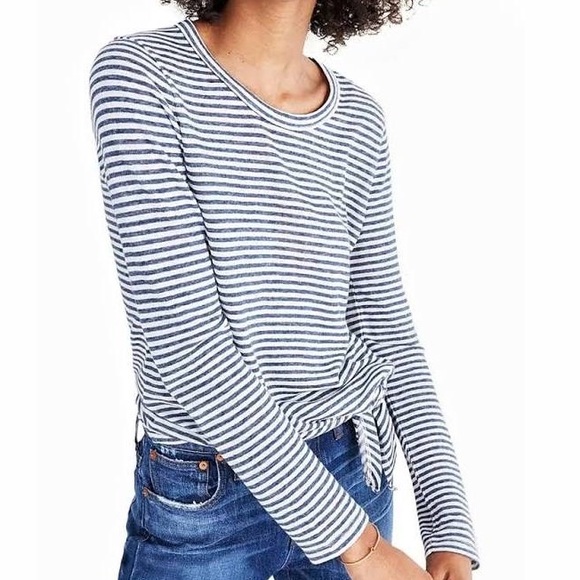 Madewell Tops - Madewell Soundcheck Side-Tie Tee in Stripe Size L